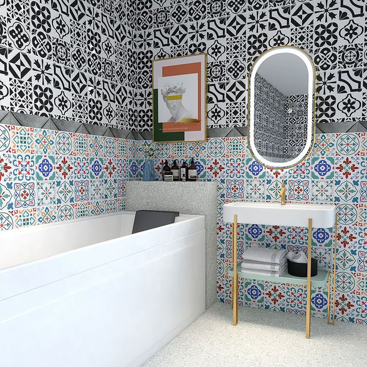 Lisslune | Square Print Plastic Peel & Stick Tile Field Tile for Backsplash Wall