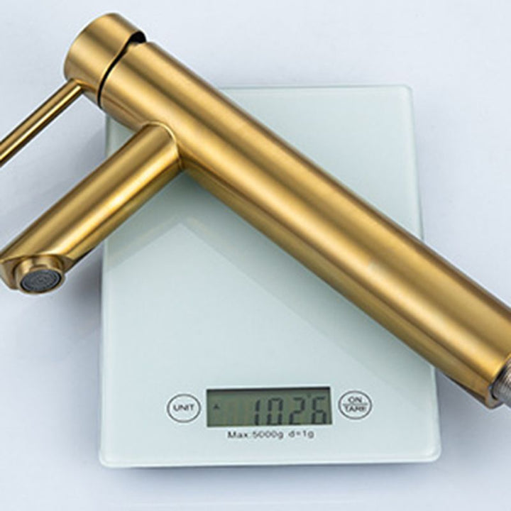 Lisslune | 1-Handle Gold Nickel Wide-Running Faucet Single Hole Lever Sink Faucet with Drain