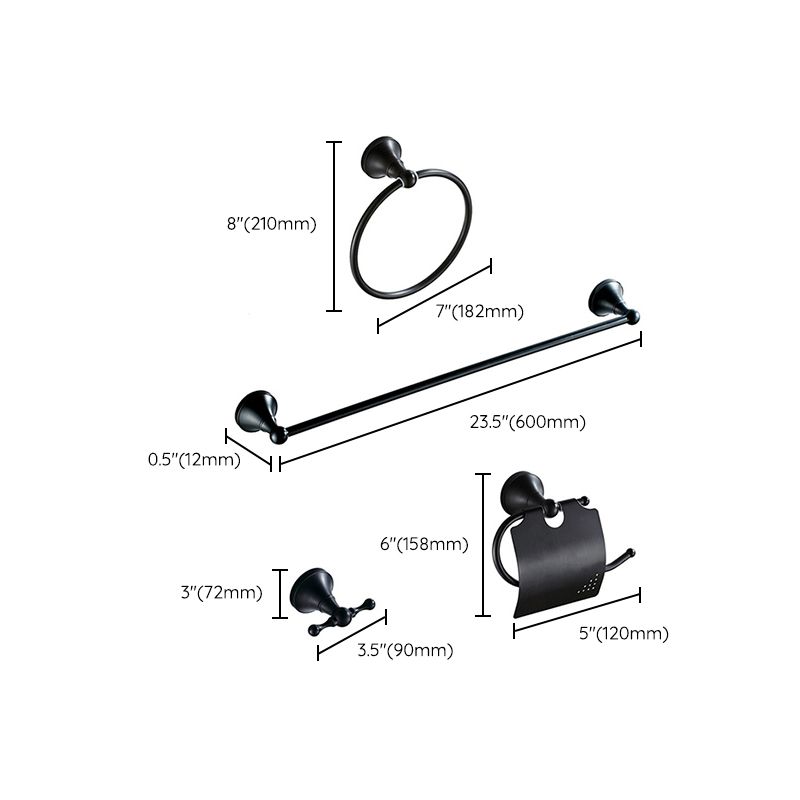 Lisslune | Metal Bathroom Set 4-piece Traditional Style Black Bathroom Accessories Set