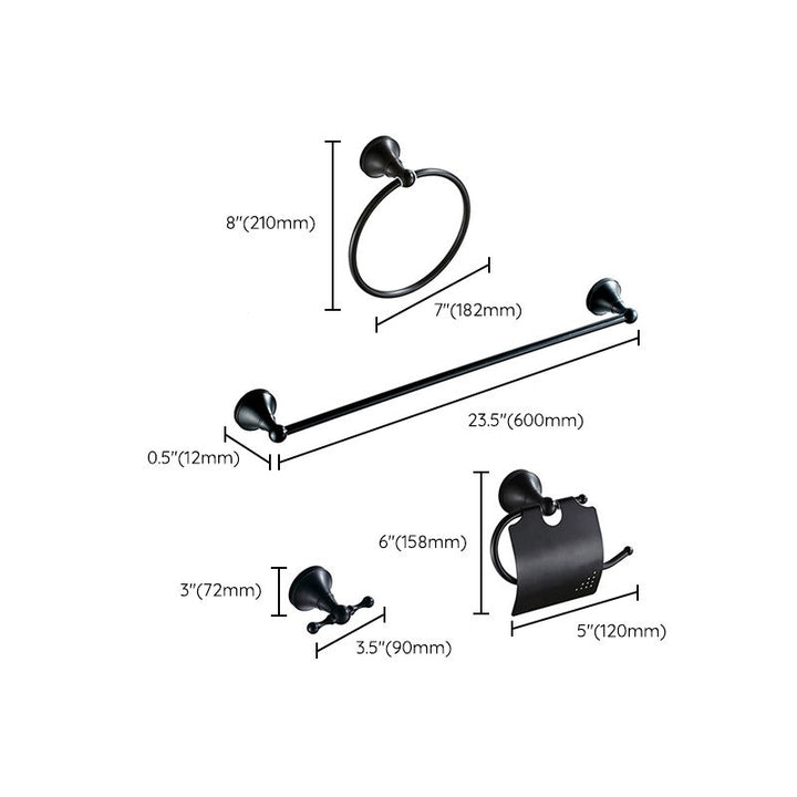 Lisslune | Metal Bathroom Set 4-piece Traditional Style Black Bathroom Accessories Set