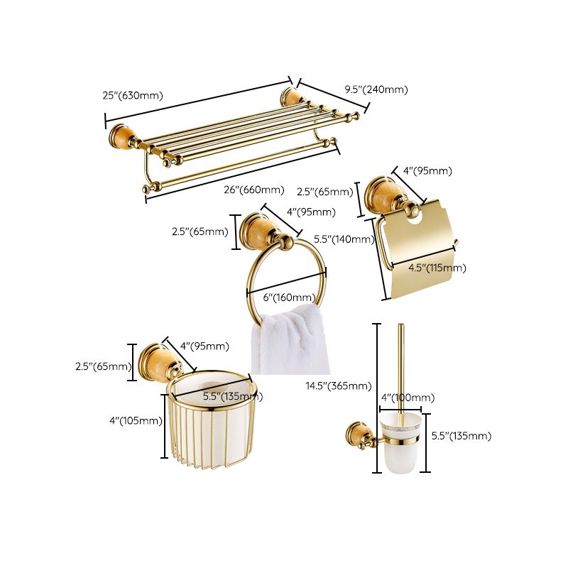 Lisslune | Polished Gold Bathroom Set Metal Bathroom Accessories Hardware Set