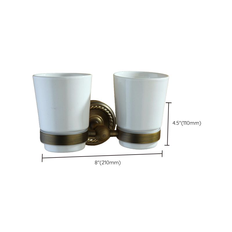 Lisslune | Worn Brass Traditional Bathroom Set with Bath Shelf/Paper Holder & Towel Bar