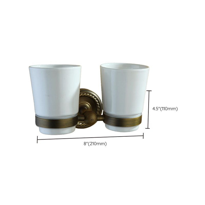 Lisslune | Worn Brass Traditional Bathroom Set with Bath Shelf/Paper Holder & Towel Bar