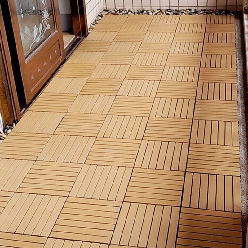 Lisslune | Yellow 6-Slat Square Wood Floor Tiles Click System Floor Tiles