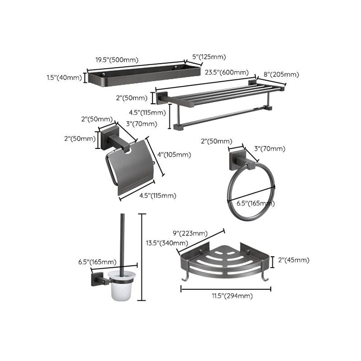 Lisslune | Modern Bathroom Accessories Hardware Set Gray Bathroom Hardware Set