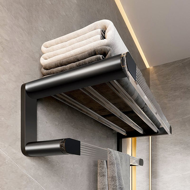 Lisslune | Mattes Black Bathroom Hardware Set Metal & Acrylic Bathroom Shelf/Towel Holder/Bathrobe Hook