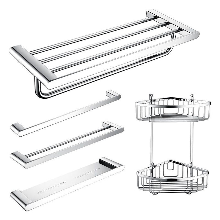 Lisslune | Contemporary Bathroom Accessories Hardware Set in Silver with Soap Dish