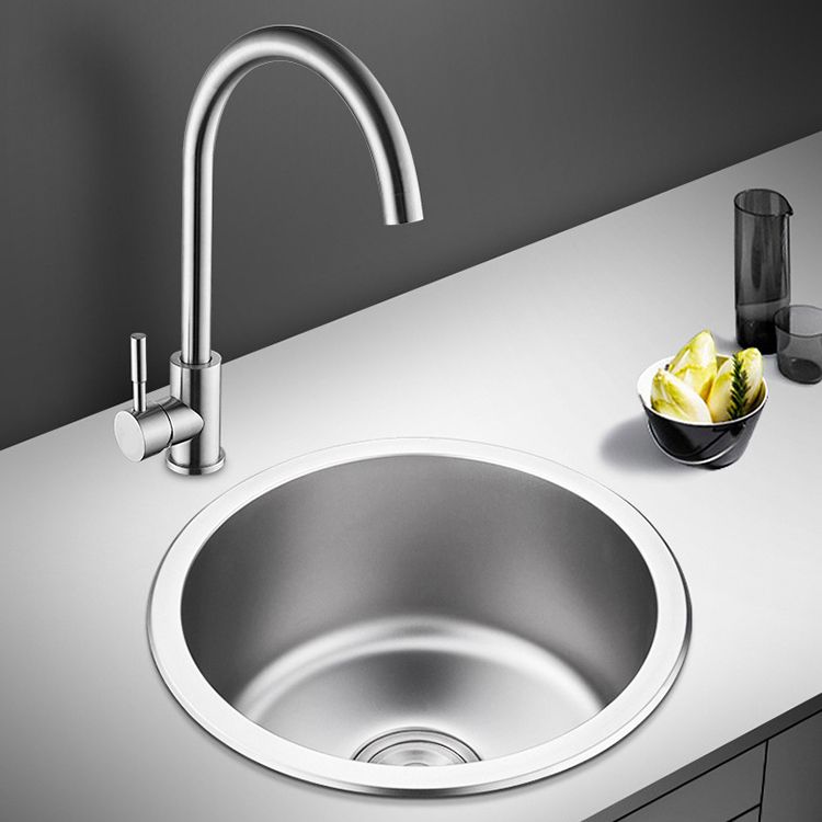 Lisslune | Round Single Bowl Kitchen Sink Stainless Steel Sink with Drain Strainer Set