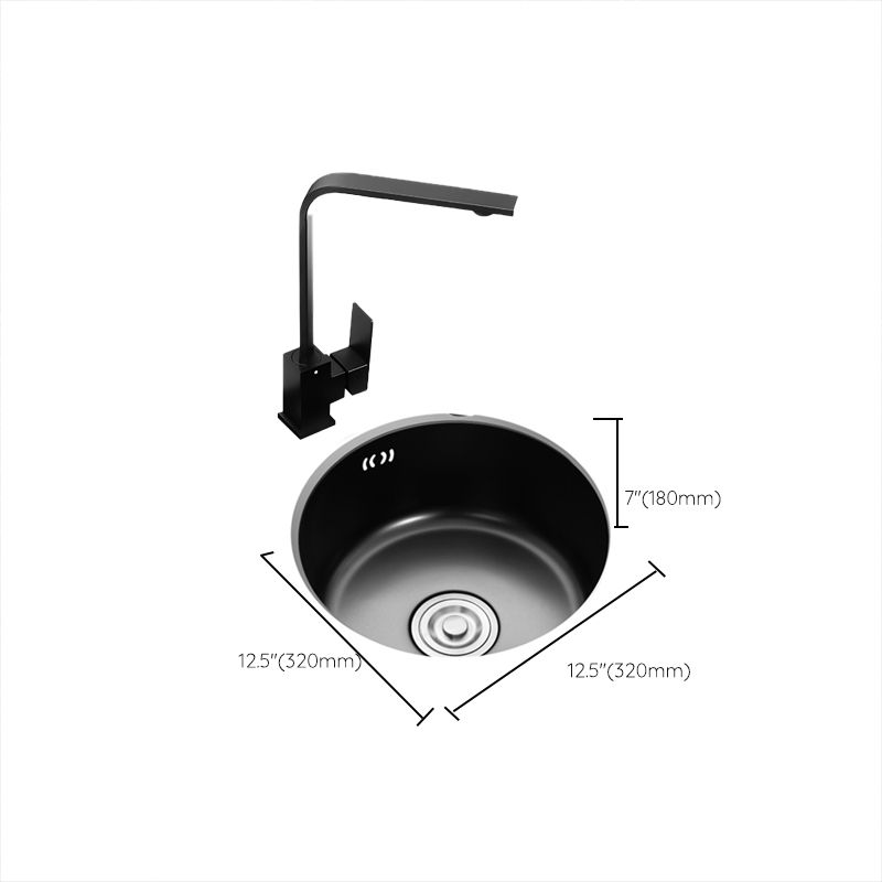Lisslune | Single Bowl Kitchen Sink Round Stainless Steel Sink with Drain Strainer Kits