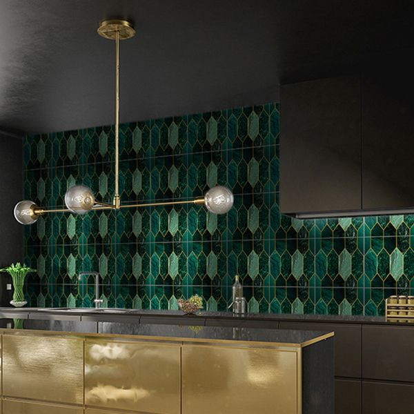 Lisslune | Polygon Peel and Stick Splash Guard Tile PVC Mosaic Peel and Stick Tile for the Kitchen