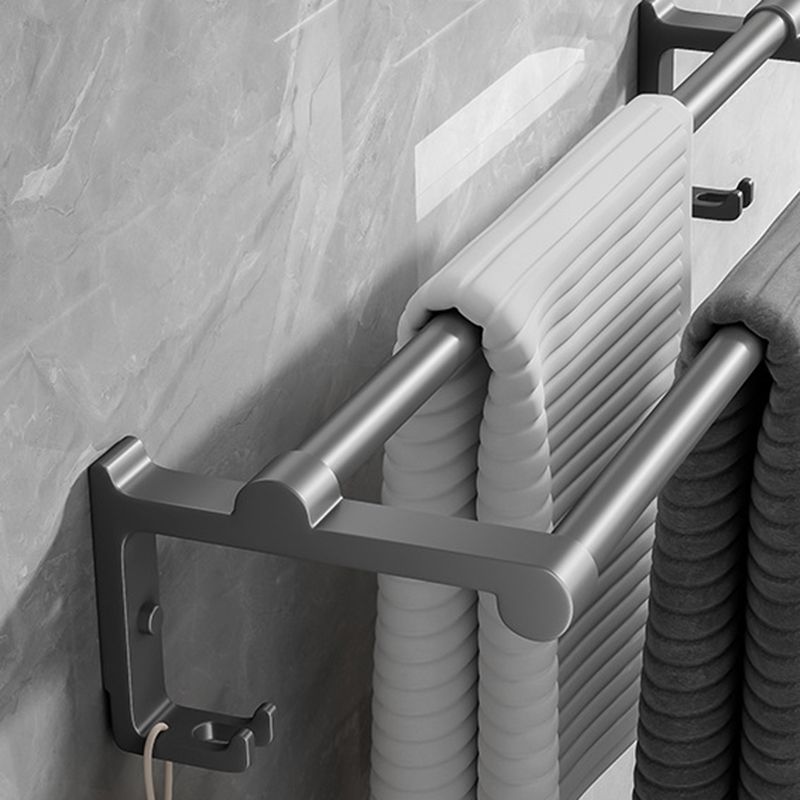 Lisslune | Contemporary Bathroom Accessory Set Gray Aluminum Bathroom Shelf/Towel Holder/Bathtub Hook