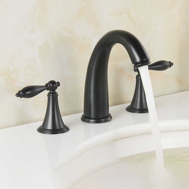 Lisslune | Modern widespread sink faucet Simple bathroom double handle faucet with lever handle