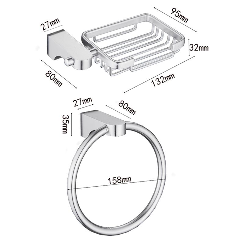 Lisslune | 6-piece chrome bathroom accessory as a single item or as a set with towel ring bar