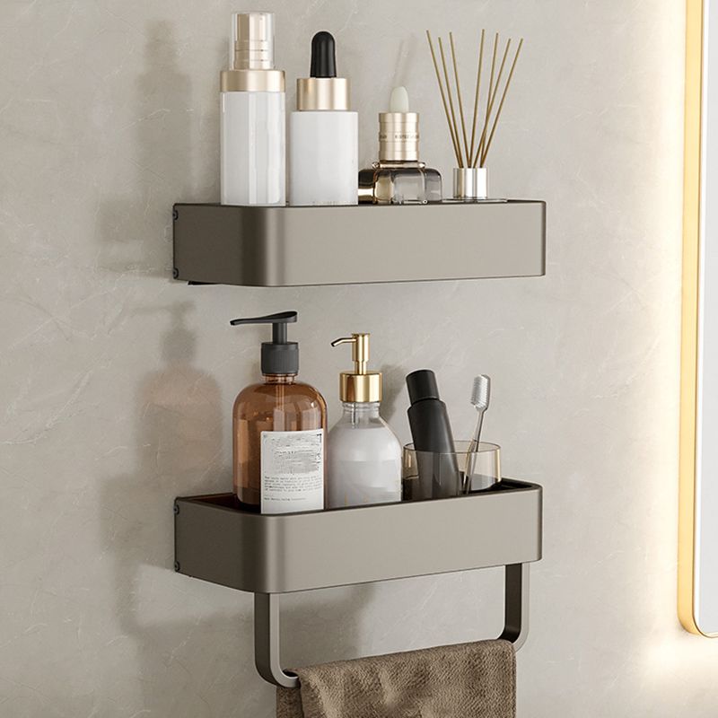 Lisslune | Contemporary Aluminum Bathroom Accessories Set Gray Bath Shelf