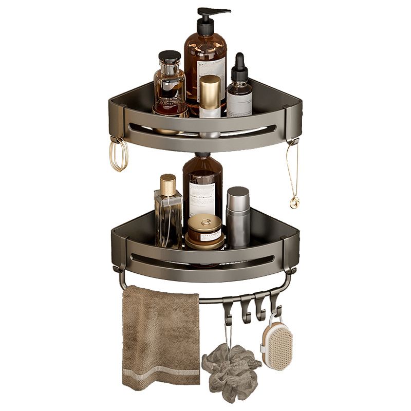 Lisslune | Contemporary Aluminum Bathroom Accessories Set Gray Bath Shelf