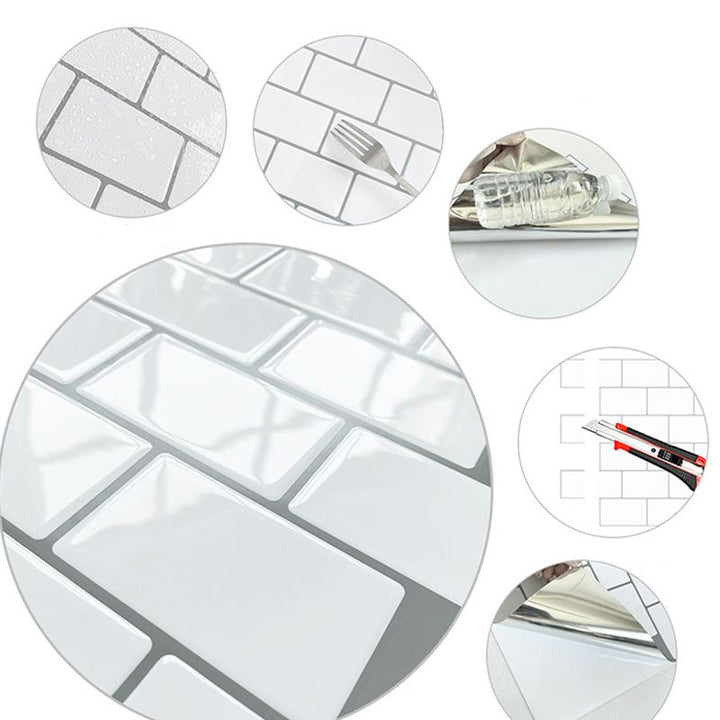 Lisslune | Subway Tile Wallpaper Plastic Peel and Stick Wall Tile