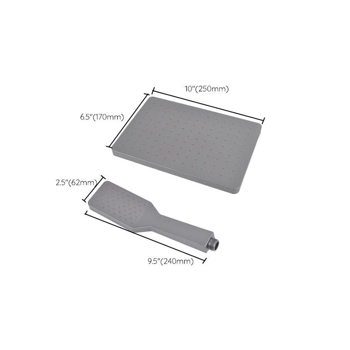 Lisslune | Rectangular Gray Showerhead Combo Standard Spray Pattern Showerhead