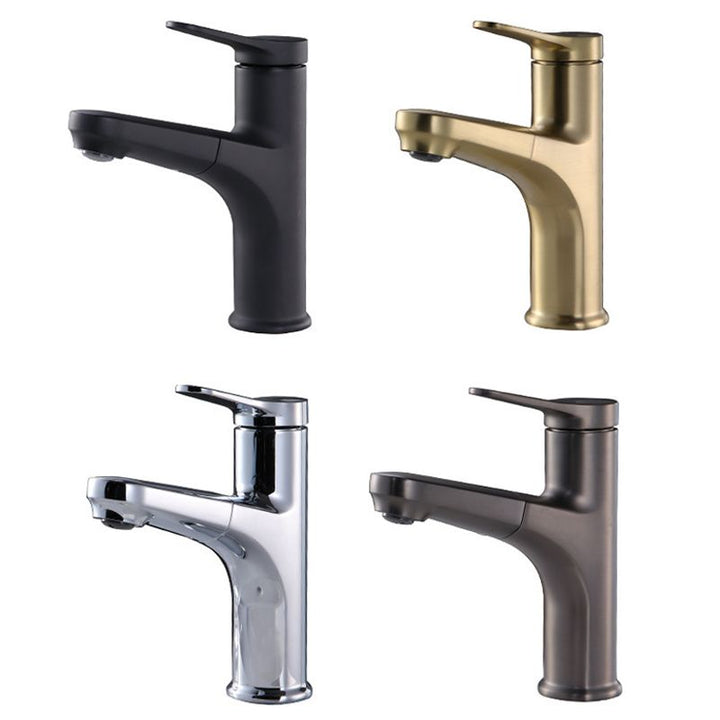 Lisslune | Contemporary Basin Faucet Copper Pure Color Single Lever Retractable Basin Faucet