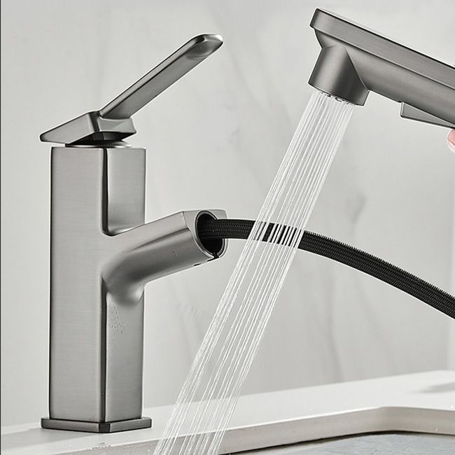 Lisslune | Modern Brass Faucet Center Mount Bathroom Faucet with Water Hose