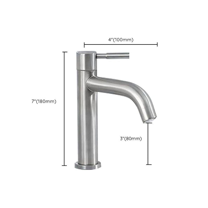 Lisslune | Stainless Steel Bathroom Faucet Chrome Lever Handle Sink Faucet with 1 Hole