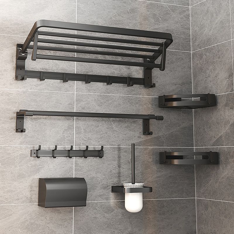 Lisslune | Modern Matte Black Bathroom Accessory Set with Bath Shelf/Towel Hook/Towel Bar