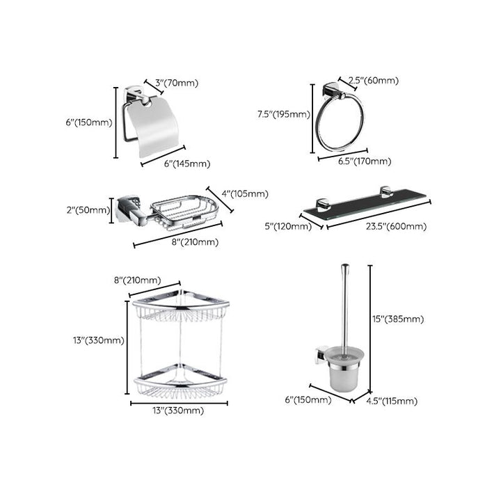 Lisslune | Polished Chrome Modernism Bathroom Accessory Set Bath Shelf / Towel Bar / Bathrobe Hook Included