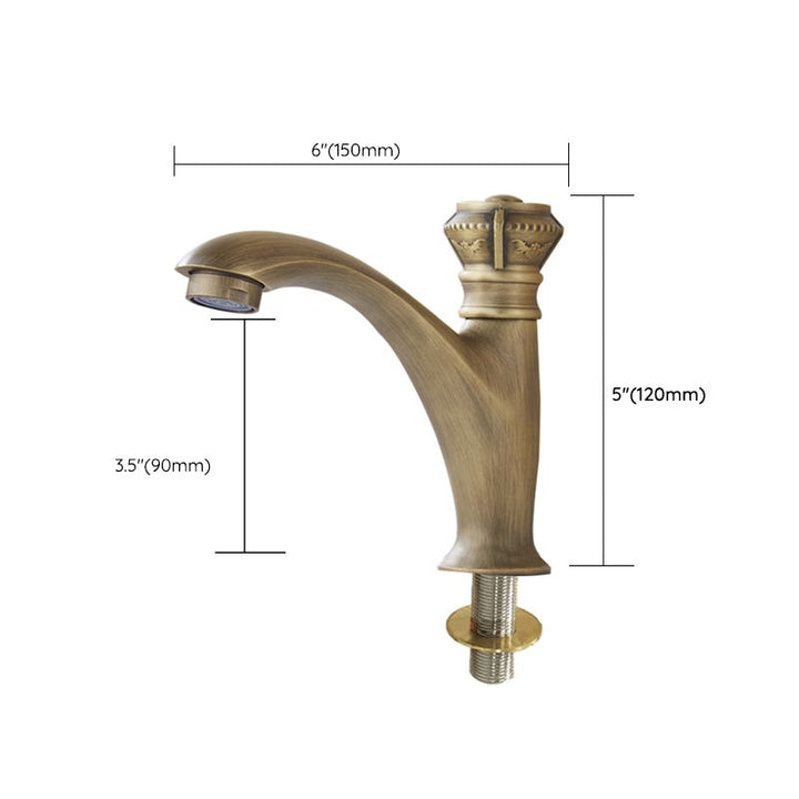Lisslune | Brass Farmhouse Sink Basin Mixer Single Hole Faucet Knob Handle Bathroom Faucet