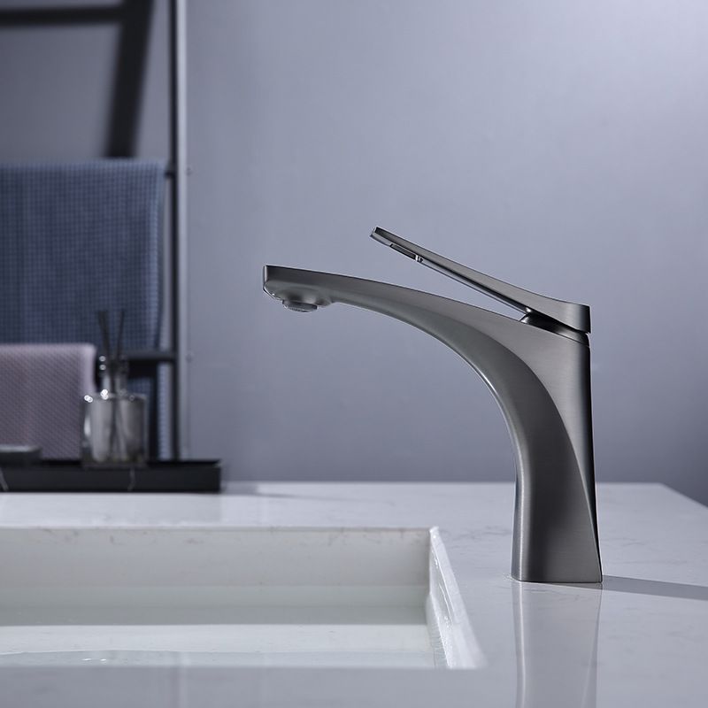 Lisslune | Modern Vessel Faucet Brass Lever Handles Low Arc with Water Hose Bathroom Vessel Faucet