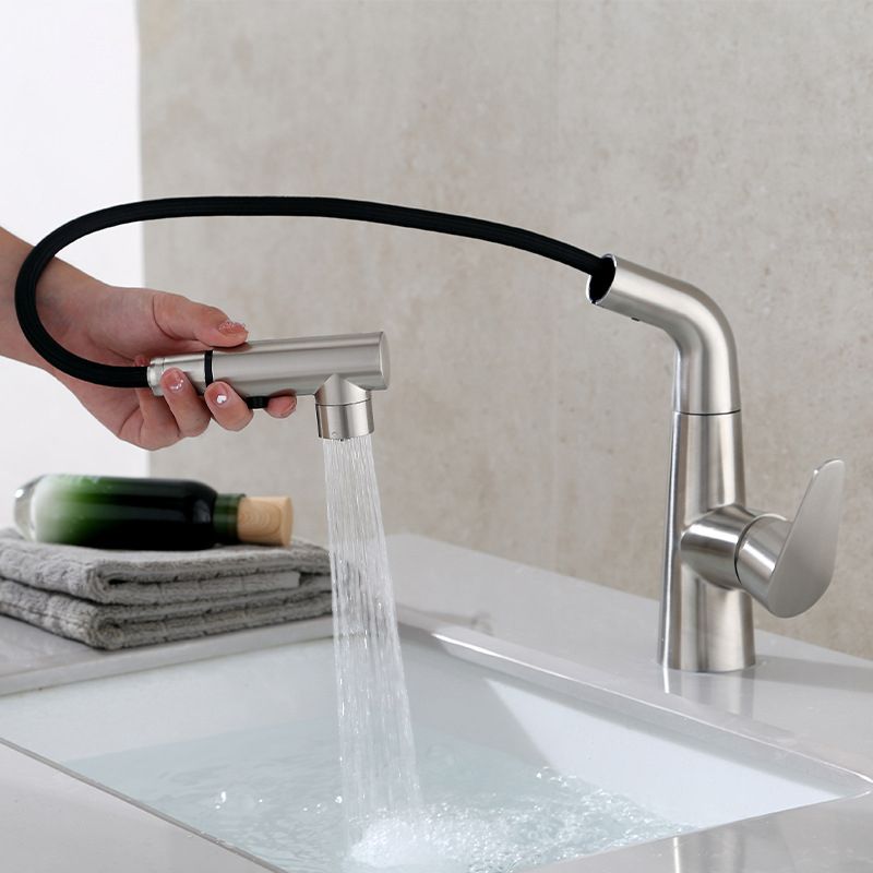 Lisslune | Contemporary Vessel Faucet Pull-Out Faucet with Single Lever Handle