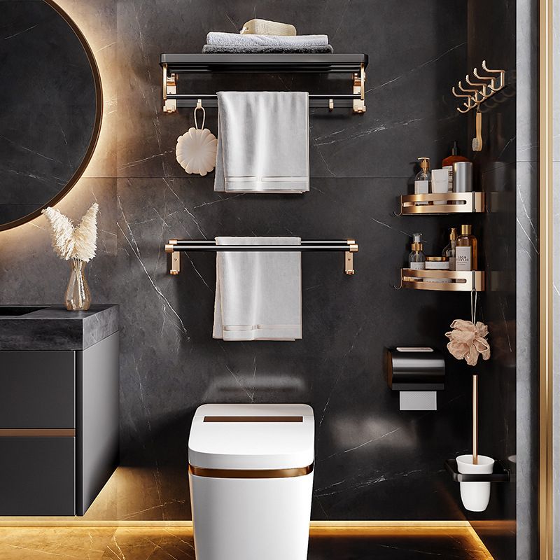 Lisslune | Black and Brass Bathroom Hardware Set Modern Stainless Steel Bathroom Shelf/Towel Holder/Paper Holder