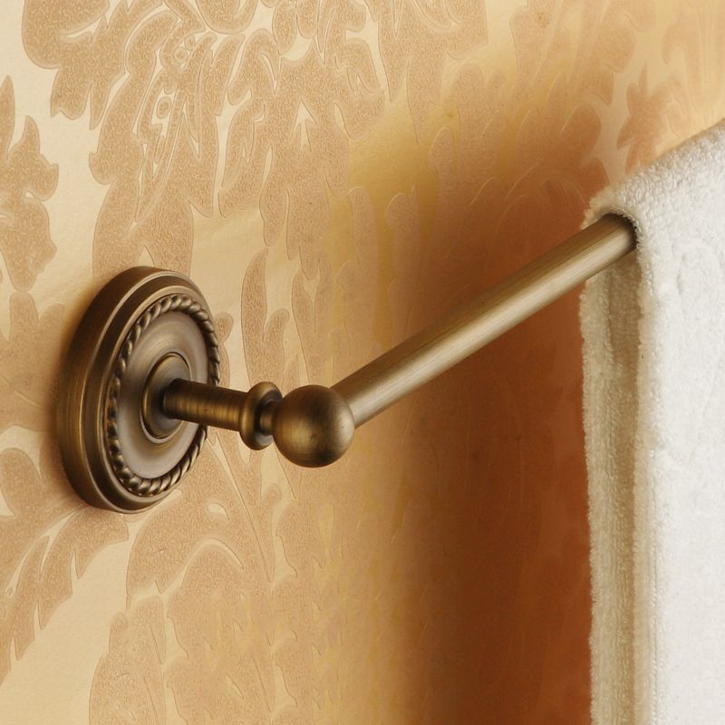 Lisslune | Worn Brass Traditional Bathroom Set with Bath Shelf/Paper Holder & Towel Bar