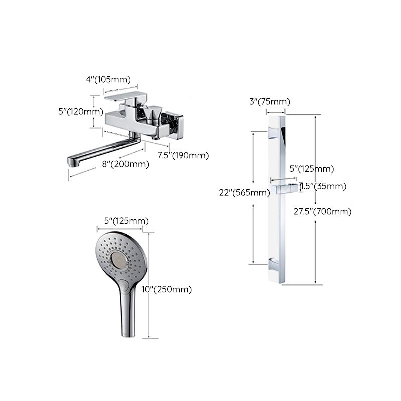 Lisslune | Wall Mounted Bathtub Faucet Trim Polished Chrome Swivel Spout with Hand Shower