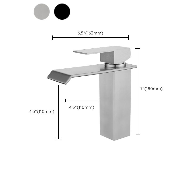 Lisslune | Industrial Vessels Faucet Stainless Steel Lever Handles Waterfall Spout Bathroom Faucet