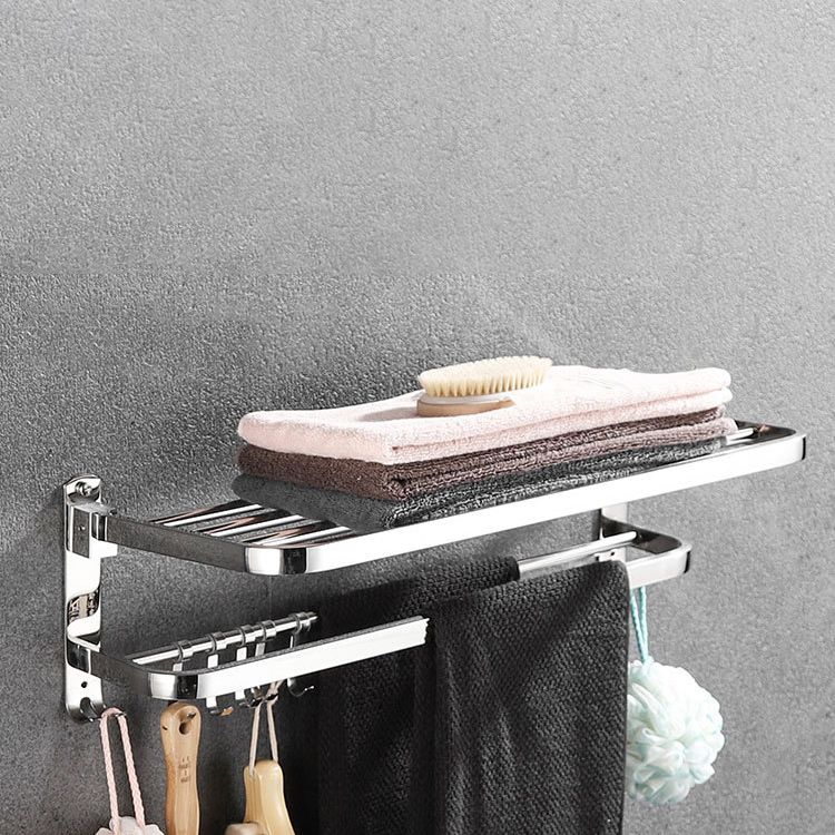 Lisslune | Polished Chrome Bathroom Accessories Set made of Stainless Steel with Bathroom Shelf/Bathrobe Hook/Towel Bar