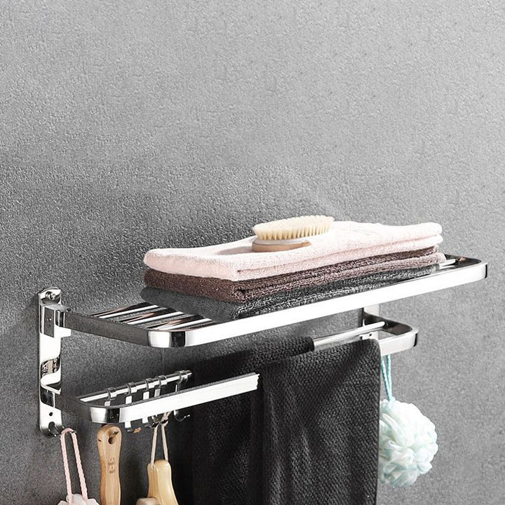 Lisslune | Polished Chrome Bathroom Accessories Set made of Stainless Steel with Bathroom Shelf/Bathrobe Hook/Towel Bar