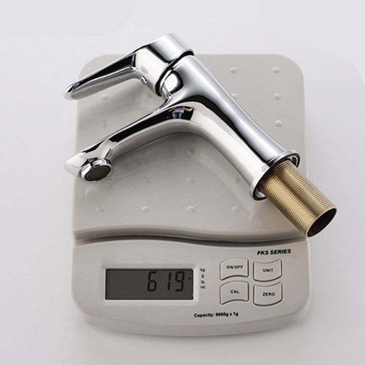 Lisslune | Basic Metal Washbasin Faucet Silver Bathroom Faucet with Lever Handle
