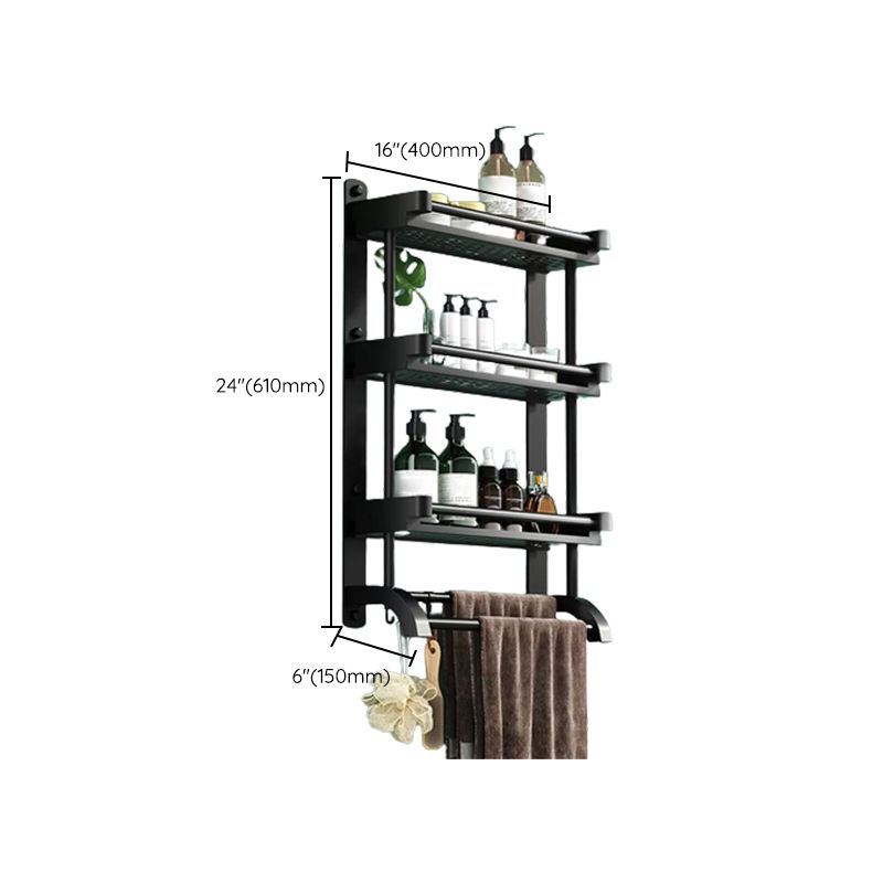 Lisslune | Modern Black Bathroom Accessories Stainless Steel Fitting Set Bathroom Shelf