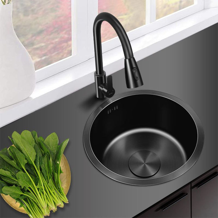 Lisslune | Classic Round Sink Stainless Steel Built-in Sink Non-Slip Round Basin for the Kitchen