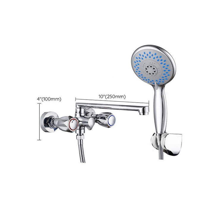Lisslune | Contemporary Bathtub Faucet Trim Chrome Wall-Mounted Swivel Spout with Hand Shower