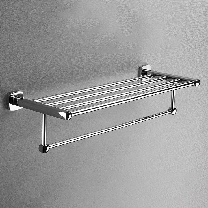 Lisslune | Polished Chrome Modernism Bathroom Accessory Set Bath Shelf / Towel Bar / Bathrobe Hook Included