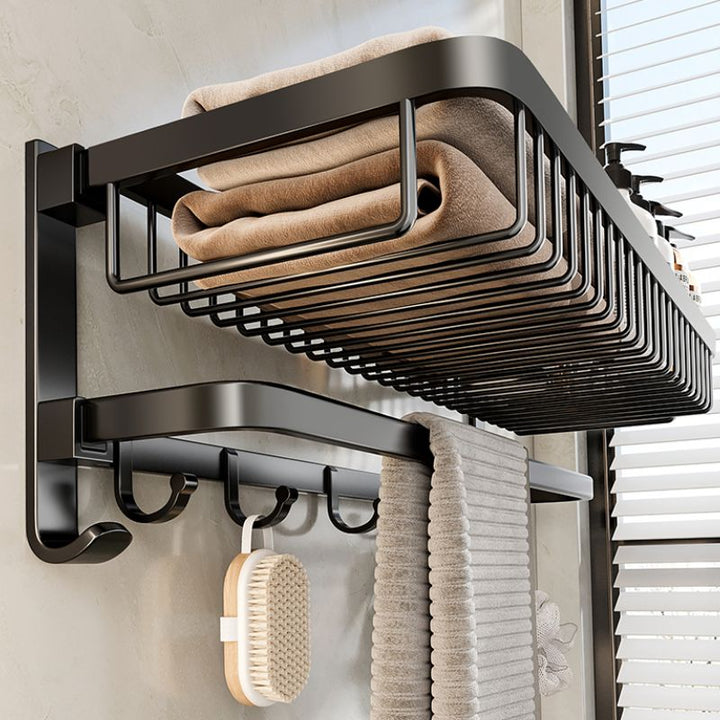 Lisslune | Modern Bathroom Accessories Set Black Bath Shelf Bath Accessories Set