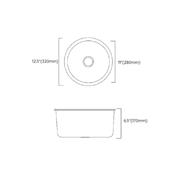 Lisslune | Classic Round Sink Stainless Steel Built-in Sink Non-Slip Round Basin for the Kitchen