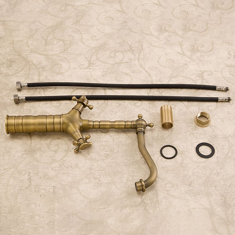 Lisslune | Industrial Widespread Bathroom Faucet Cross Handle Medium Sink Faucet
