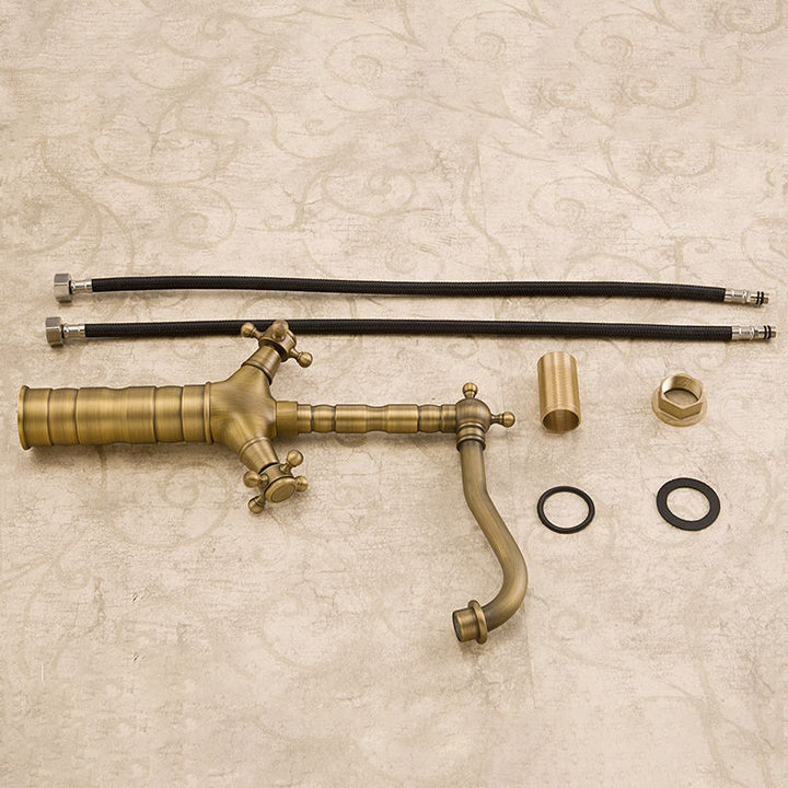 Lisslune | Industrial Widespread Bathroom Faucet Cross Handle Medium Sink Faucet
