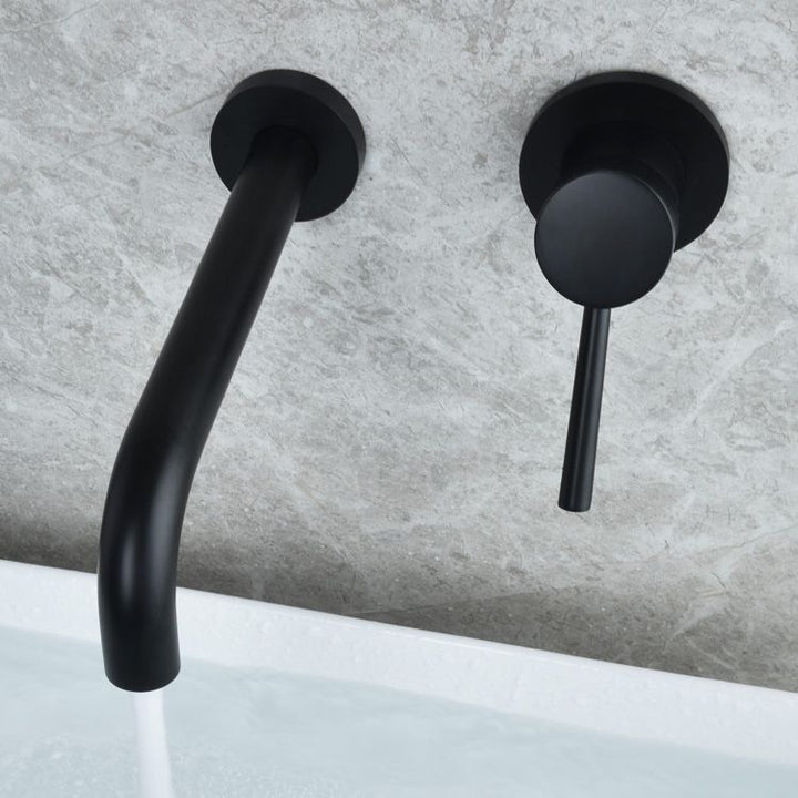 Lisslune | Wall-mounted Bronze Bathtub Filler Double Handles Bathtub Spout Bathtub Faucet Trim