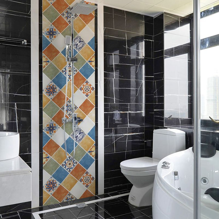 Lisslune | Rectangular Wall Tile for Peeling and Applying Geometric Print Kitchen Wallpaper