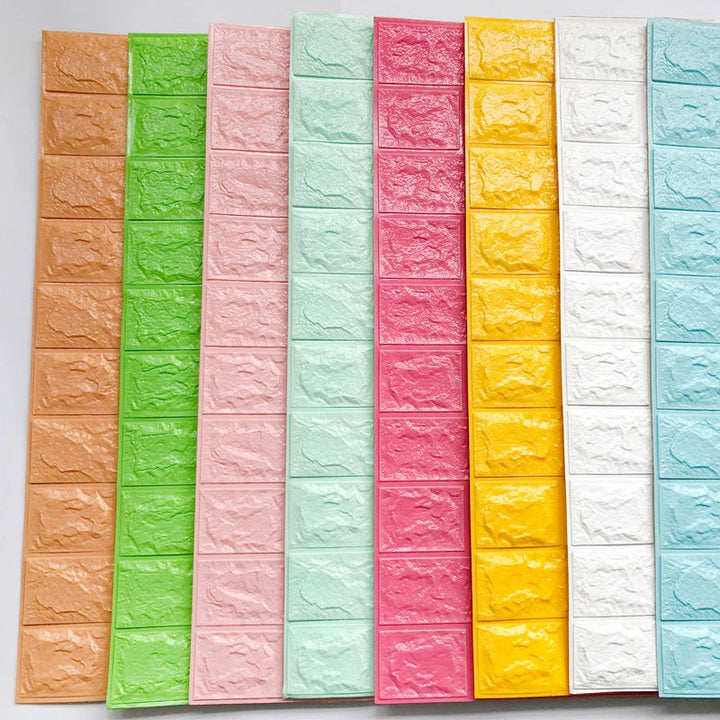 Lisslune | 3D Synthetic-Brick Wall Panel Peel and Press Foam Living Room Waterproof Wall Ceiling