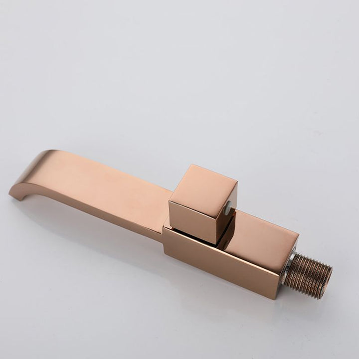 Lisslune | Contemporary Wall Mounted Bathroom Faucet Handle Knob Solid Brass Square Faucet