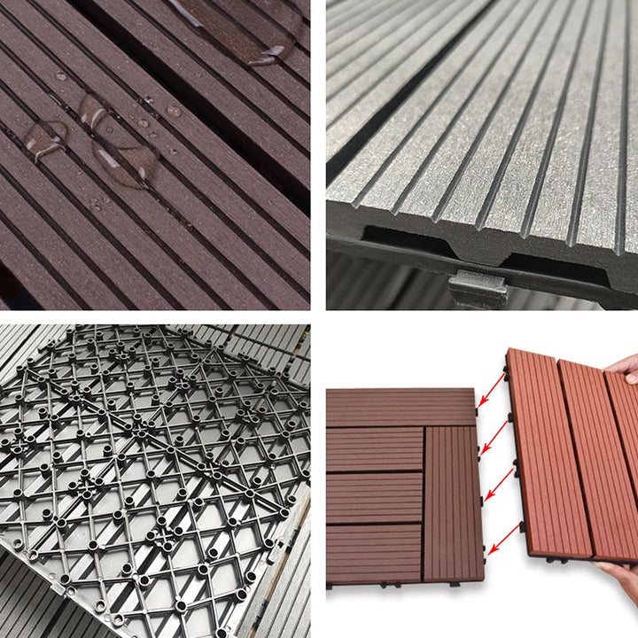 Lisslune | 11 Pack 12" X 12" Square Deck/Patio Tiles Snap Fit for Outdoor Patio Tiles