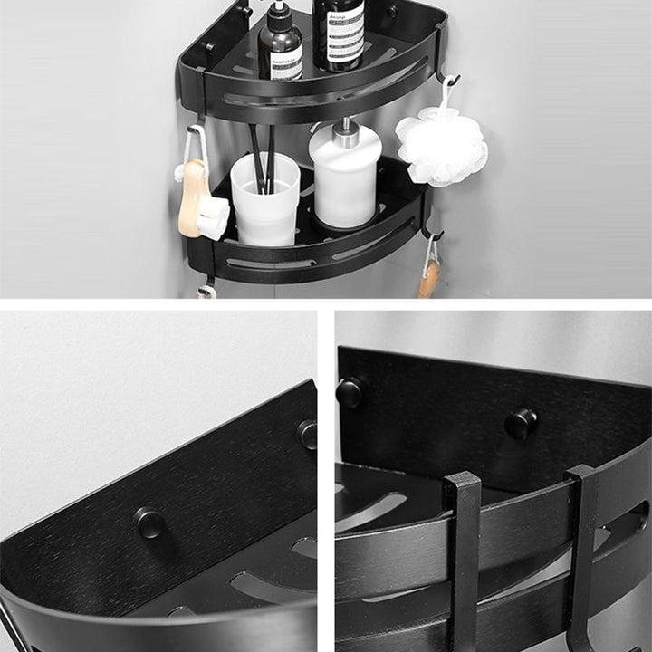 Lisslune | Black/Silver Bath Set Modern 1/2/3-Piece Anti-Rust Bath Rack